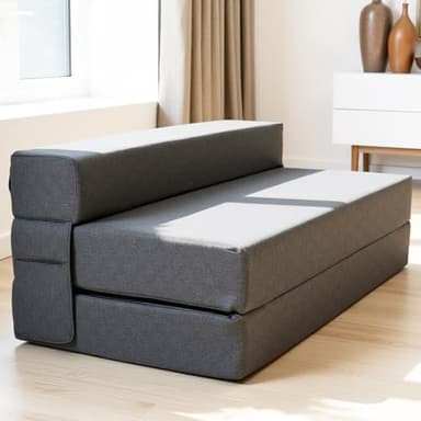 Schlafsofa 140 cm breit – Faltbare Schlafcouch und Gästematratze für 2, klappbares Sofa Bett – Extra dick 20cm und bequem H3 – Ideal für Gäste & Alltag – Test SEHR GUT Oeko-TEX Standard Klappmatratze