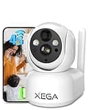 Xega 4G LTE Überwachungskamera Innen Akku mit SIM Karte, 2K PTZ Ohne WLAN Kamera mit 7800mAh Batterie, Nachtsicht, AI PIR Kennung, TF&Cloud-Speicher, Zwei-Wege-Audio,IP65
