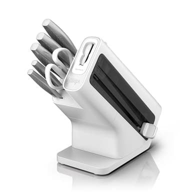 Ninja StaySharp Messerset, Edelstahl 6-teiliges Messerset mit integriertem Messerschärfer, mit Küchen- und Kräuterschere, Weiß, K62006EUWH