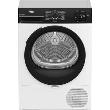 Beko BM3T39230W Wäschetrockner, 9 kg, Frontlader Wärmepumpentrockner, 15 Programme, Sensortrocknung, Säulenfähig, Aquawave Schontrommel, Weiß