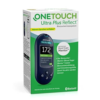 OneTouch Ultra Plus Reflect® Blutzuckermessgerät (mg/dl) I 1 Messgerät, 10 Teststreifen, 10 Lanzetten, 1 Stechhilfe & 1 Etui | Stiftung Warentest SEHR GUT (1,5)