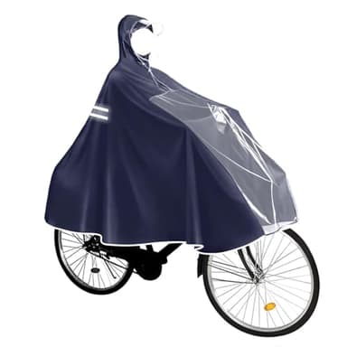 Regenponcho Fahrrad Damen & Herren Blau – Wasserdichtes Regencape XXL Unisex mit Kapuze & Sichtfenster, Atmungsaktiv, Reflektorstreifen für Nachtfahrten & Outdoor