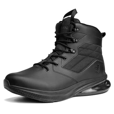 CENNID Herren Weit Wasserdichtes Militärische Taktische Arbeitsstiefel Security Einsatzstiefel Boot Zipper Militär Kampfstiefel Springerstiefel, Schwarz EU 42