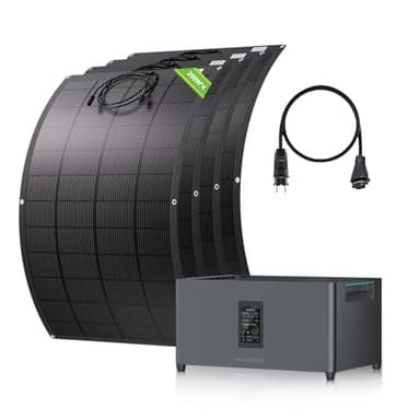 ECO-WORTHY Balkonkraftwerk mit Speicher,2,56kwh Marstek Jupiter C,4×200W Solarpanel Flexibel, 4 MPPTs (PV Max 2400W),Plug&Play Installation, Solaranlage Komplettset für Dach Haus Balkon Garten