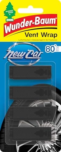 WUNDER-BAUM Vent Wrap | Lufterfrischer fürs Lüftungsgitter | Bietet langanhaltenden Duft | Unauffälliges Design | New Car, 4 Stück
