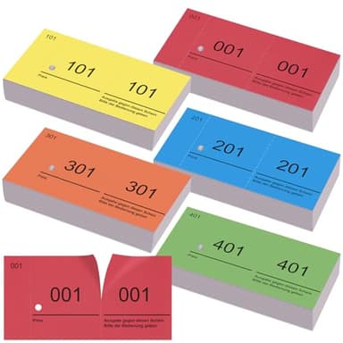 Nezyo Nummernblöcke Doppelnummern Blöck 1-500 Nummern Zahlen 5 Farben 5X10cm Nummernblöcke Für Garderobenmarken Nummerierte Abrisse Events Partys Messen Lotterien und Leckereien(Klassische Farbe,5)