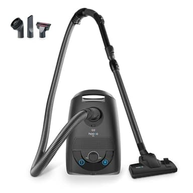 hoogo B3+ Graphit Staubsauger mit Beutel | Starke 850 W Saugleistung | HEPA 14 Filter | 11m Radius | nur 74 db(A) | 3 L Kapazität | Verschiedene Bodendüsen