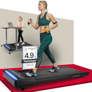 Sportstech Laufband für Zuhause, mit manueller Steigung, bis 6 km/h, Treadmill bis 12km/h, App, Fernbedienung, kompakt, LED, Home Office, sWalk Fold/sWalk Lite/sWalk Lite Plus