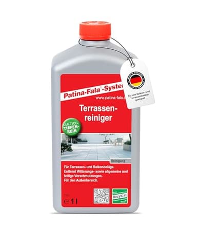 Patina-Fala® Terrassenreiniger 1L – Ideal für Stein-, Beton- und Fliesenbeläge – Entfernt Witterungs- und Fettverschmutzungen mühelos – Made in Germany