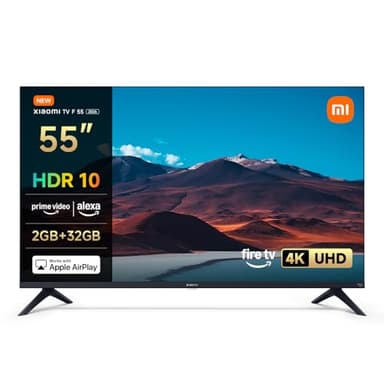 Xiaomi TV F 55, 55 Zoll (140 cm), 4K UHD, Smart TV, Fire OS8, Triple Tuner DVB-C/S/S2/T/T2,HDR10, MEMC,60Hz mit 120Hz Game Boost Mode, Sprachsteuerung mit Alexa, 2GB+32GB, Kompatibel mit Apple AirPlay