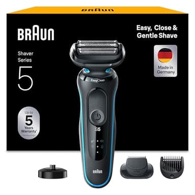 Braun Series 5 Rasierer Herren Elektrisch, Elektrorasierer mit EasyClick Barttrimmer Aufsatz, Ladestation, EasyClean Rasierapparat, Trockenrasierer, Wasserdicht, Made in Germany, 51-M4500cs, Mintgrün