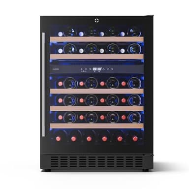 Klarstein Illuminosa Unterbau Weinkühlschrank - 46 Flaschen, 2 Zonen, 5-22°C, LED, Touch, UV-Schutz, leise, Einbau, Weinkühlschrank zum Einbauen