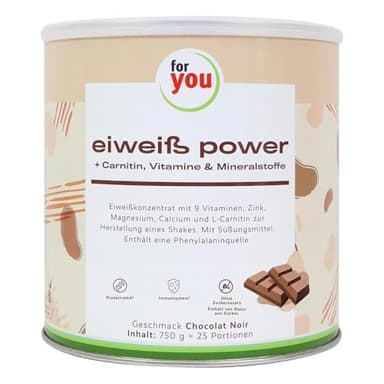 for you Power Eiweiß-Pulver nach Dr. Strunz 750g - gut lösliches Mehrkomponenten Eiweiß: Molke, Soja-, Milch-, Hühnerei-Protein + L-Carnitin Vitamine Mineralstoffe I Chemical Score 156 (Schoko)