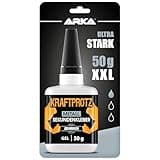 50 g Sekundenkleber für Metall & Aluminium extra stark - dickflüssiger Metallkleber wasserfest, hitzebeständig & Verschluss gegen Austrocknung - zum Verkleben von Metallen aller Art - ARKA Kraftprotz