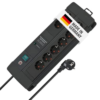 Brennenstuhl Premium-Line Steckdosenleiste 8-Fach mit Überspannungsschutz (Mehrfachsteckdose mit Schalter und 3m Kabel, Made in Germany) schwarz