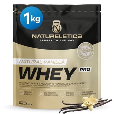 NATURELETICS PREMIUM WHEY ISOLAT VANILLE, Laktosefrei, Fettarm ohne Süßstoffe, ohne Zuckerzusatz, von grasgefütterten Kühen aus natürlicher Weidehaltung