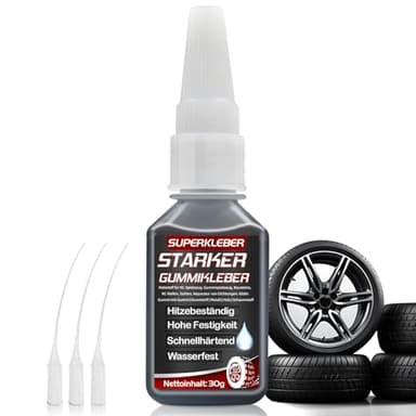 Gummikleber Extra Stark Wasserfest 30g, Schwarzer Gummi Kleber mit Starker Bindung für Gummiprodukte, Reifen, Schuhe, Gürtel, Schläuche und Bastelarbeiten, mit 3 Anti-Trocknungsspitzen