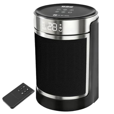 YASHE Heizlüfter Energiesparend 1500W Infrarotheizung mit Fernbedienung, Thermostat PTC-Keramik Heizung Überhitzungs-Kippschutz Kindersicherung 70° Oszillierend 24-Std-Timer, 40 dB Leise