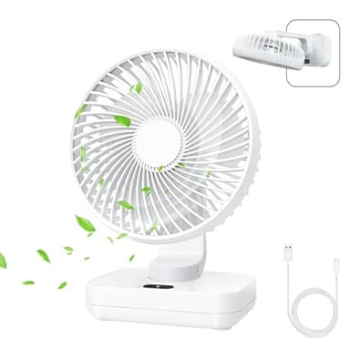 MERTTURM Mini Ventilator Oszillierend Ultra Leise, 4000mAh Akku Klein Tischventilator(4-13h), 4 Geschwindigkeiten LED-Digitalanzeige Tragbarer Ventilator für Bibliothek, Zuhause Büro, Kompaktes Design