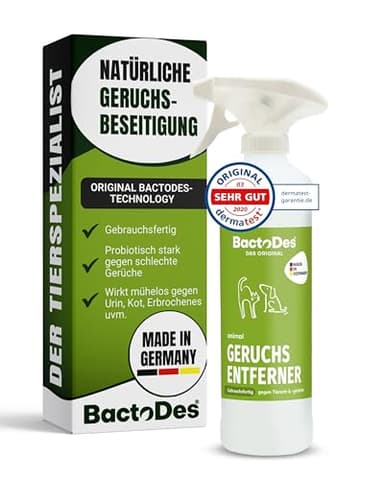 BactoDes Animal Ready Geruchsneutralisierer Spray 1L I Gebrauchsfertiger Enzymreiniger mit biologischer Mikrobenkraft I Tiefenwirksamer Geruchsentferner gegen Tierurin & starke Gerüche