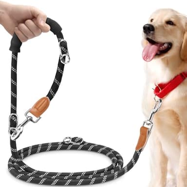 Hundeleine 3 M mit Weichem Griff, Verstellbar Schleppleine für Mittel- & Großhunde (20-60kg), Reflektierend mit Verschiebbaren Sicherheitsringen, Multifunktional Doppelleine für Spaziergang Training