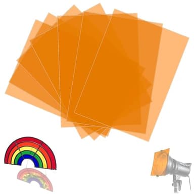 SWTYExt 7 Stück Folie Hitzebeständig für Lampen Orange Lampenfolie 29,7 x 21cm Farbfolien Gel Farbfilter A4 Transparente Farbkorrektur für Foto Lampe Scheinwerfer Grafie Studio Strobe Blitz LED