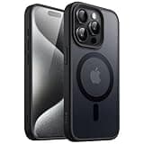 JETech Magnetisch Hülle für iPhone 15 Pro 6,1 Zoll Kompatibel mit MagSafe, Durchscheinende Matt Handyhülle Rückseite Dünn Stoßfest Schutzhülle (Schwarz)