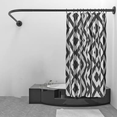 Duschvorhangstange ohne Bohren schwarz,duschvorhangstange l Form Edelstahl,ohne Deckenhalterung Erweiterbar Duschstange Ecke Rostfrei Badewanne Dusche(Size:D 70-95x105-165cm,Color:Schwarz)…