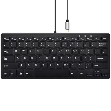 MCSaite Mini Tastatur, Kabelgebunden, USB-C, QWERTY mit Nummernblock, Kompatibel mit Android/iOS/Windows 11/10/8, Schwarz