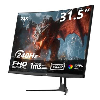 KTC Gaming Monitor 32 Zoll Curved | FHD 240Hz | 1ms MPRT | VA Panel 1500R | HDR10 | 5000:1 Kontrast | AMD FreeSync, Flicker-Free | sRGB 128% Wide Color Gamut | HDMI 2.0/DP 1.4 | VESA-Mount | H32C5