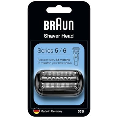 Braun Series 5 Elektrorasierer Scherkopf, ORIGINAL Ersatzscherteil vom Hersteller passend für Braun Herren Rasierer Series 5 und 6 (Modelle ab 2020), 53B, schwarz, 1er Pack