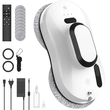 Fensterputzroboter, 5600 Pa Automatischer Fensterputzer mit 3 Reinigungsmodi, Intelligente Navigation, Kantenerkennung, Fernbedienung, Sicherheitssystem&10 Reinigungstücher, für Glatte Oberflächen