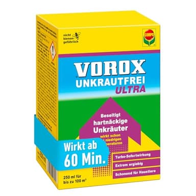 VOROX Unkrautfrei Ultra 250 ml - Hochwirksamer Unkrautvernichter mit Sofortwirkung, Sichtbarkeit ab 60 min - sicher für Umwelt und Haustiere