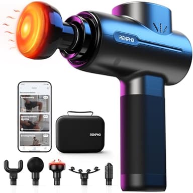 Massagepistole mit Wärmefunktion und Bluetooth, RENPHO Massage Pistole Massage Gun APP-Kompatibel, Muskel Massage Gun Massagegerät mit LED Anzeige und Muskelentspannung, Weihnachtsgeschenke