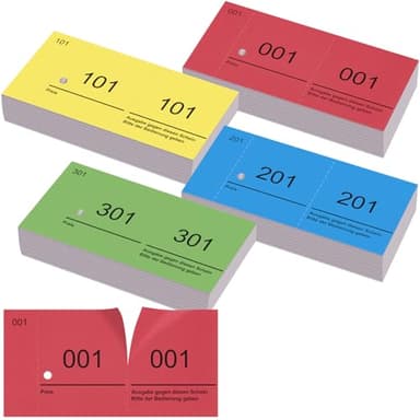 Nezyo Doppelnummern Blöck 1-400 Tombola Lose mit Zahlen Nummernblöcke Zahlenblöcke 10cm X 5cm Raffle Tickets für Garderobe Verlosung Events Messen Eintrittskarten und Leckereien(Klassische Farbe)