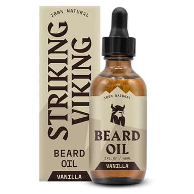 Striking Viking Bartöl Vanille – 60 ml – Wachstumsförderndes Vanille Bartöl Herren mit Argan- & Jojobaöl - Spendet intensive Feuchtigkeit - Reduziert Juckreiz – Tägliche Bart Pflege