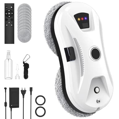 EagerMinds Fensterputzroboter mit Automatischem Wasserstrahl, 5600Pa Fensterreiniger Roboter Automatischer, Fensterreiniger Elektrisch mit Mehrere Reinigungsmodi, für Innen- und Außenfenster (A)