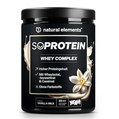 SoProtein Whey Complex Protein Pulver – Vanilla Milk-Geschmack – 690g – 24g Protein pro Portion – ideal zum Muskelaufbau, perfekte Löslichkeit – in Deutschland produziert & laborgeprüft