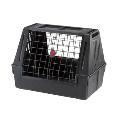 Ferplast Hundebox Auto, Atlas CAR 80 Scenic, extra Belüftung, Ablagefach, Doppelte Schiebeöffnung mit Sicherheitshaken, Abtropfmatte L 82 x W 51 x H 61 cm – Max 20 kg