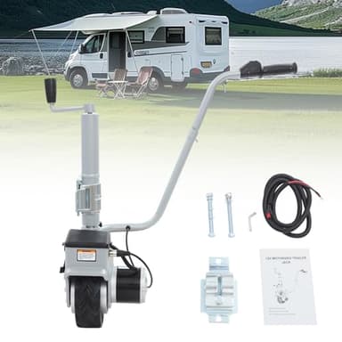 DHQCQL Stützrad Anhänger 12V, 350W Elektrischer Bollerwagen, Max. Anhängelast 2270 kg, Rangierhilfe Anhänger mit Eletrischesstützrad, 30,5-63cm Höhenverstellbar, 6,7m/min Mover für Wohnwagen