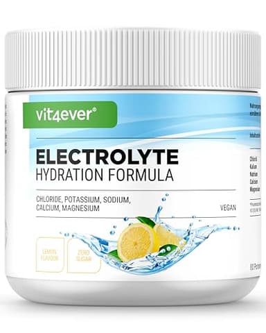 vit4ever Elektrolyte - 400 g (80 Portionen) - Hydration Formel mit Chlorid, Kalium, Natrium, Calcium, Magnesium - Ohne Zucker - Vegan - Zitronen Geschmack