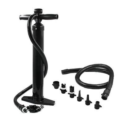 Doppelt wirkende Handpumpe, max. 1,8 bar (26 PSI), SUP-Handpumpe, handbetriebene manuelle Luftpumpe mit Manometer, Hochdruck-Superpumpe mit 6 Düsen für Luftbetten, Kajaks, aufblasbare Zelte