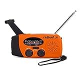 ration1 Kurbelradio mit Solar und LED Taschenlampe, Notfallradio mit Handkurbel und USB Anschluss, Weltempfänger für Camping und Outdoor