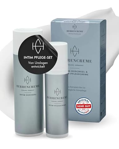 HERRENCREME Intimpflege Set für Männer I Intim Creme 75 ml & Intim Duschgel 200 ml I sanfte Pflege & Reinigung I Intimpflege Männer vom Urologen entwickelt I vegan & dermatologisch getestet