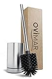 ovimar Toilettenbürste Tuno Silber | Silikon Klobürste | Belüftungsfunktion | frei stehend | Bürstenkopf wechselbar | abnehmbare Tropfschale | Ohne Wandmontage