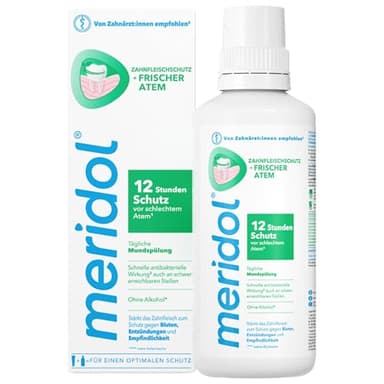 meridol Mundspülung Zahnfleischschutz & Frischer Atem 400ml - antibakterieller Effekt für gesunde Zähne & Zahnfleisch, 12h frischer Atem, ohne Alkohol