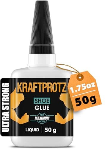 Schuhkleber extra stark flüssig – 50 g XXL Sekundenkleber wasserfest, transparent & hitzebeständig – Anti-Austrocknungs-Spitze – KRAFTPROTZ Superkleber für Schuhe, Sohlen, Leder, Gummi & Sneaker