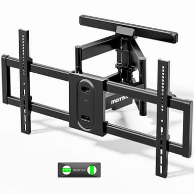 monTEK Vollbewegliche TV Wandhalterung für 43-95 Zoll Fernseher bis zu 60kg, TV Wandhalterung Schwenkbar mit Doppelten Gelenkarmen, Neigbare Wandhalterung Fernseher, Max. VESA 800x400 mm HW1242BK