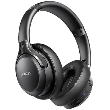 BERIBES Bluetooth Kopfhörer Over Ear, 65 Std Kopfhörer Kabellos Bluetooth mit 6 EQ-Modi, HiFi Stereo, Eingebautes Mikrofon, Faltbares Wireless Headphones für Handys/iPad/Laptops/PC -Schwarz