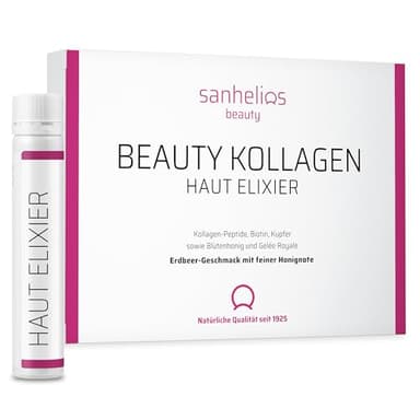 Sanhelios Beauty Kollagen HAUT-ELIXIER – Anti Aging zum Trinken* | TRY ME | 7 Trinkampullen - 2500 mg Premium-Kollagen-Peptide + Biotin, Kupfer & Vitamin C, Blütenhonig & Gelée Royale